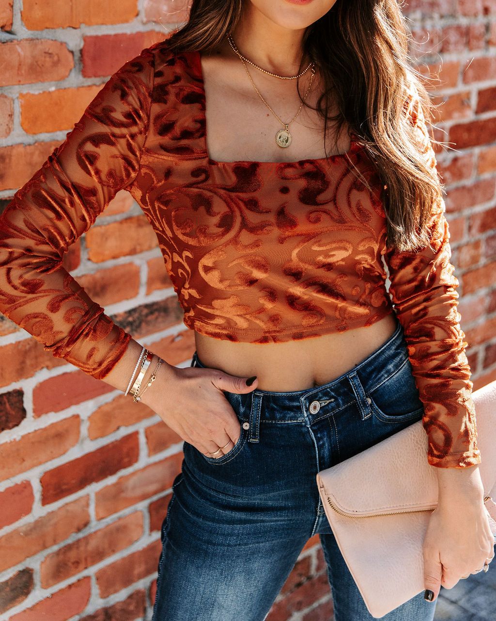 Elio Velvet Burnout Crop Top - FINAL SALE sold by Vici product image thumbnail 4