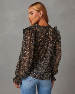 Ditsy Floral Ruffle Trim Blouse sold by Vici