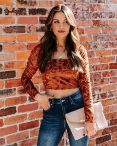 Elio Velvet Burnout Crop Top - FINAL SALE sold by Vici