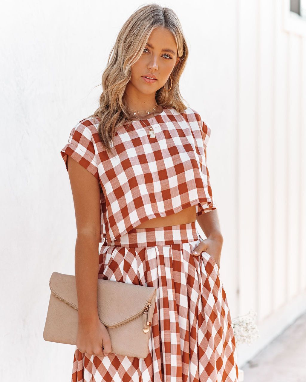 Athina Cotton Blend Gingham Crop Top sold by Vici product image thumbnail 2