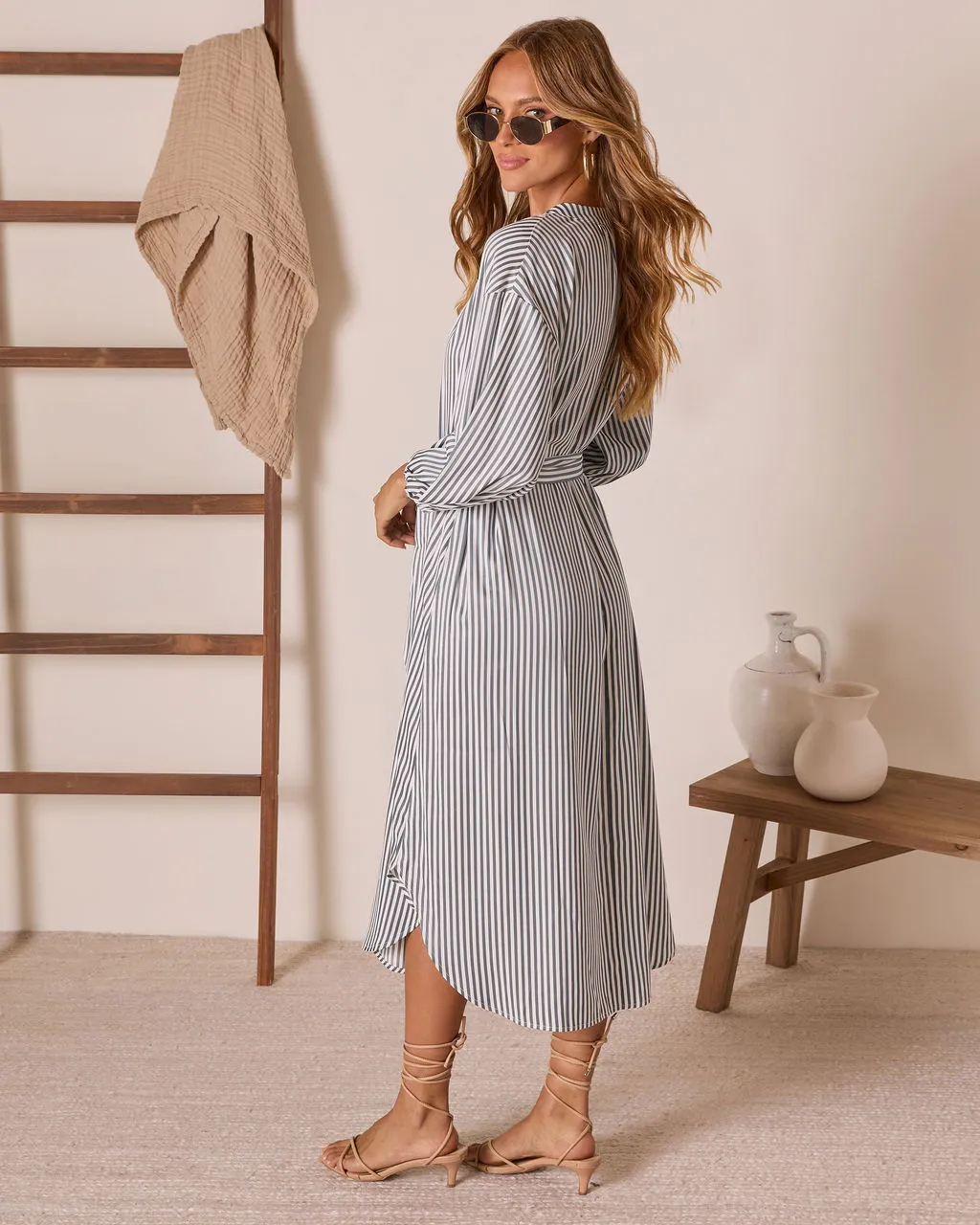 Midsummers Day Waist Tie Midi Shirt Dress sold by Vici product image thumbnail 4