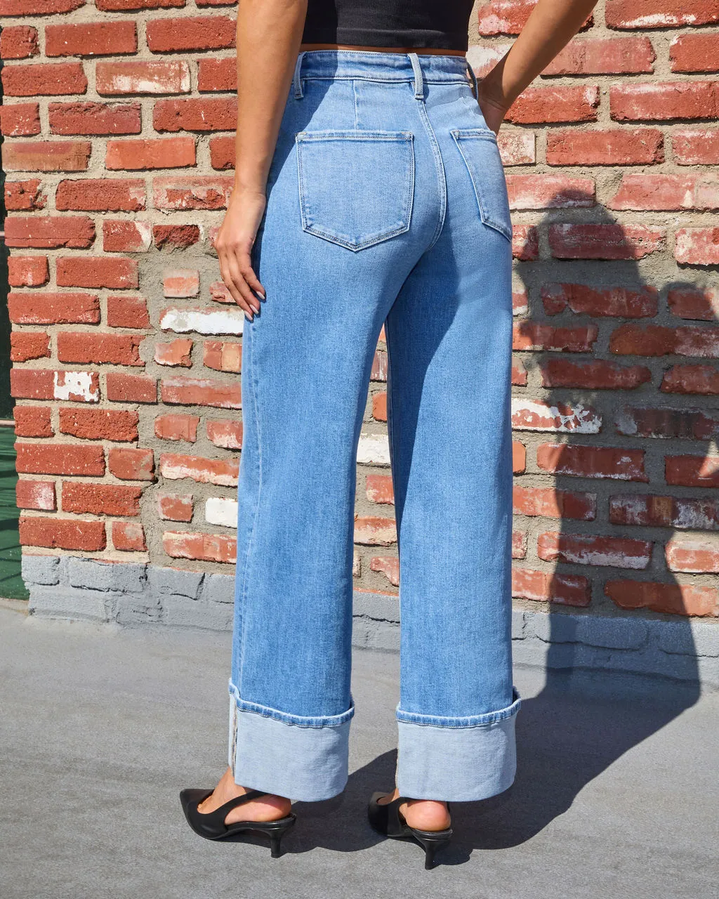 Wanderblues Stretch Cuffed Wide Leg Jeans sold by Vici product image thumbnail 4