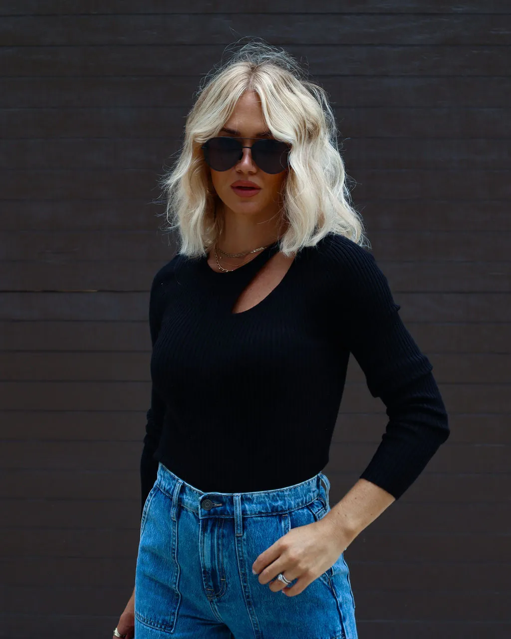 Montclair Cutout Ribbed Knit Sweater Top sold by Vici product image thumbnail 4