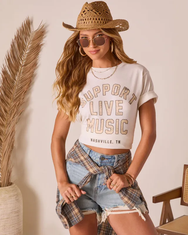 Support Live Music Short Sleeve Graphic Tee sold by Vici