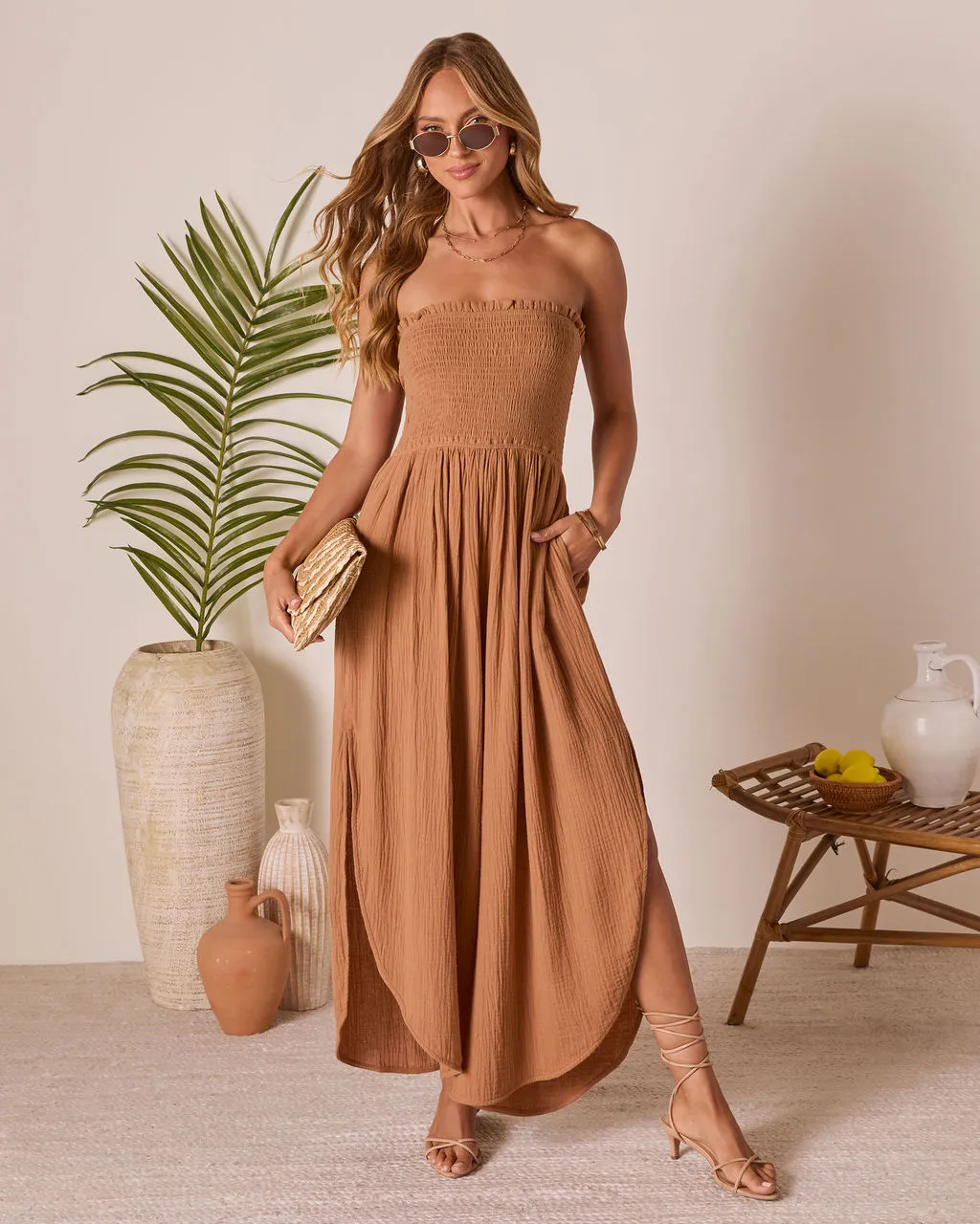 Resort State Strapless Jumpsuit sold by Vici