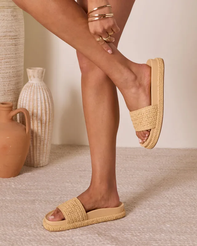 Devena Raffia Platform Sandal sold by Vici