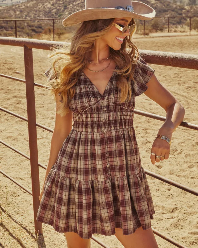 Peggie Smocked Plaid Mini Dress made by Vici