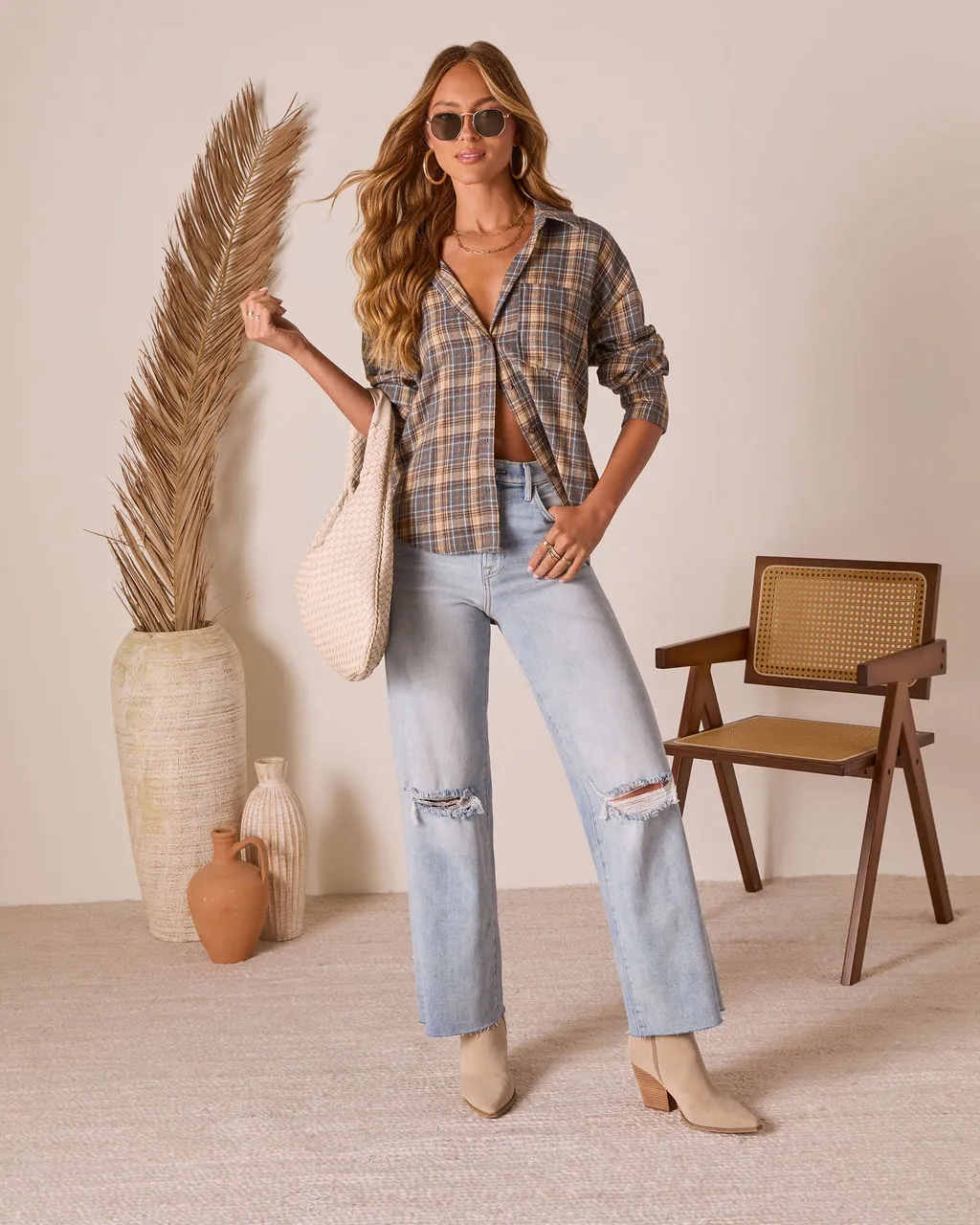 Ecole Plaid Button Down Top sold by Vici product image thumbnail 2