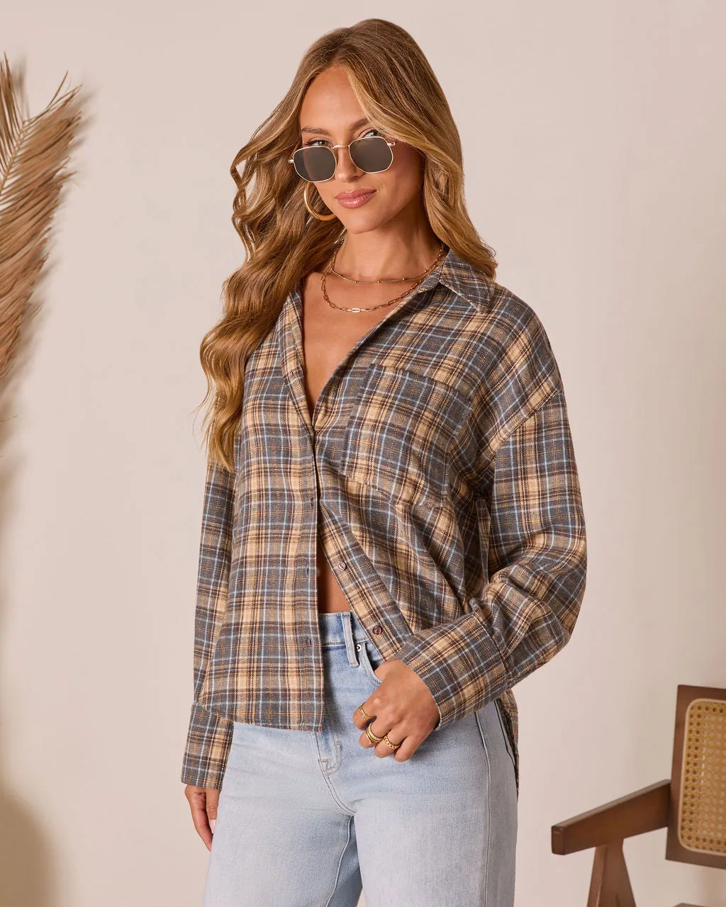 Ecole Plaid Button Down Top sold by Vici product image thumbnail 3