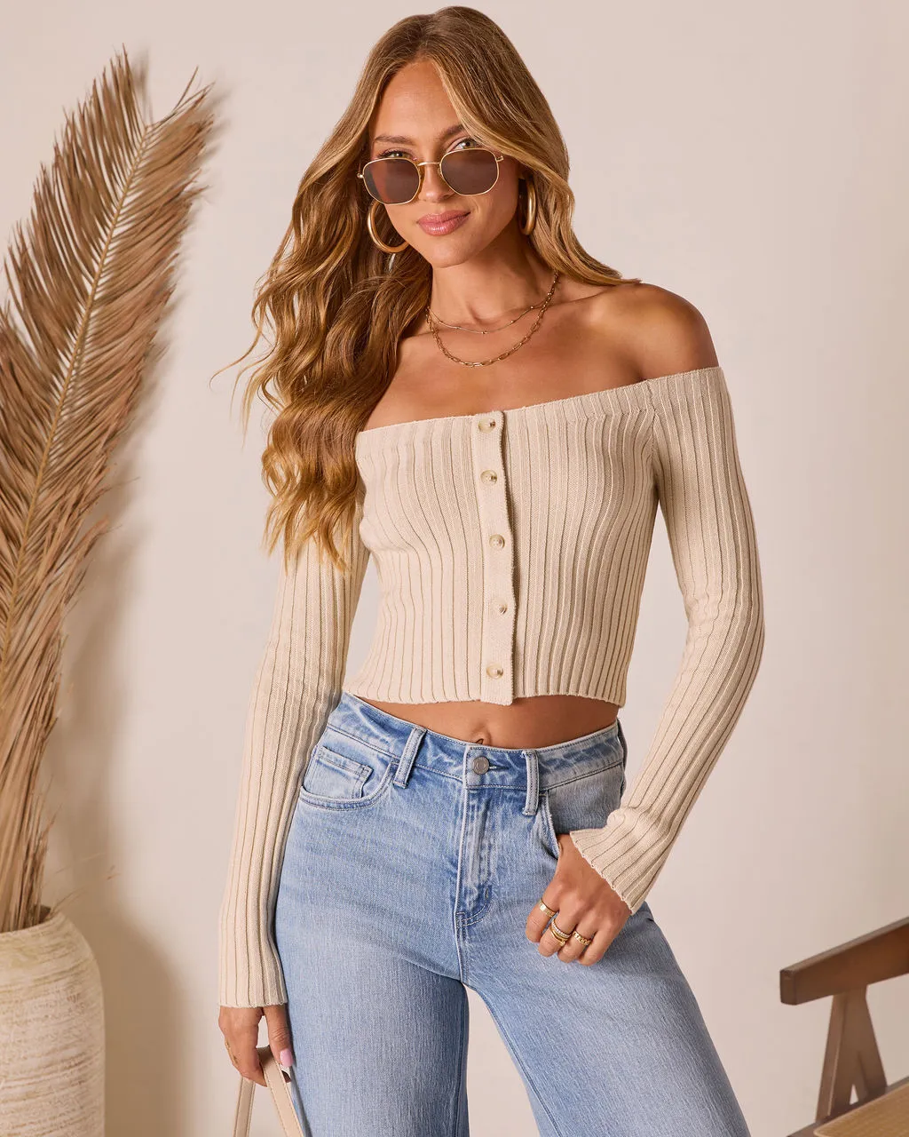 Soft Focus Off The Shoulder Knit Top sold by Vici