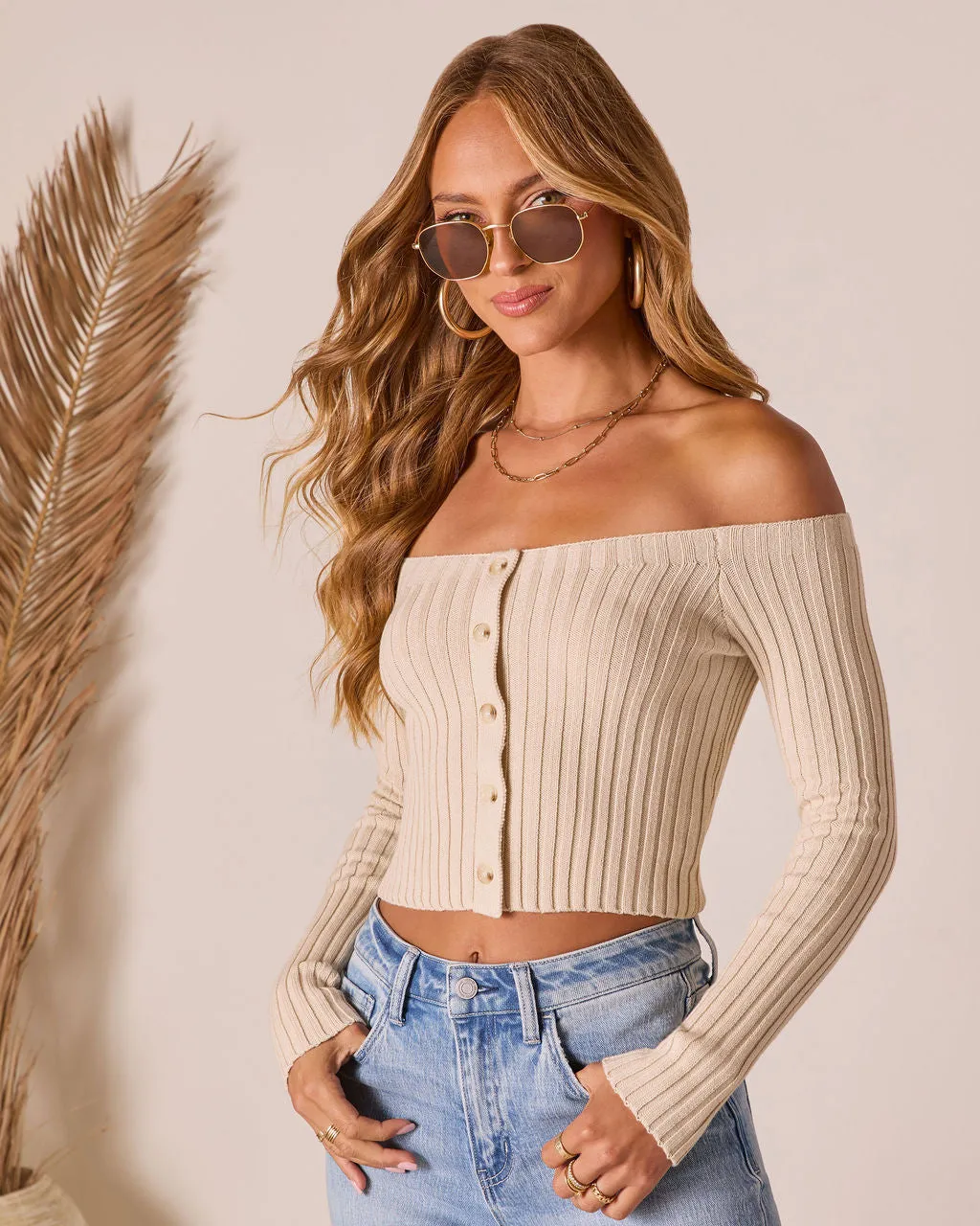 Soft Focus Off The Shoulder Knit Top sold by Vici product image thumbnail 3