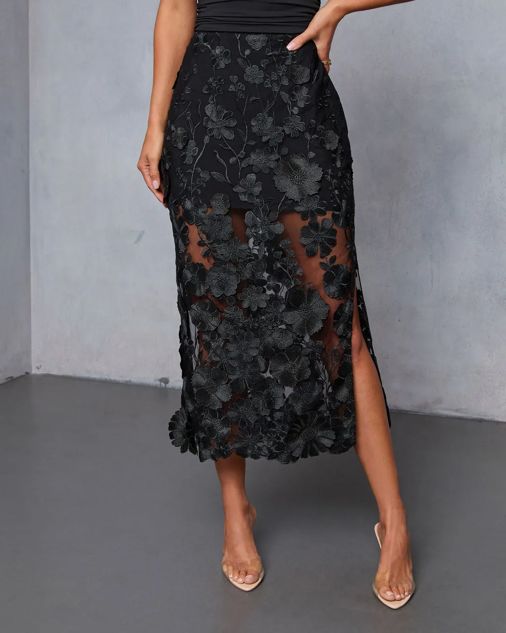 Nightsky Floral Applique Midi Skirt sold by Vici product image thumbnail 2