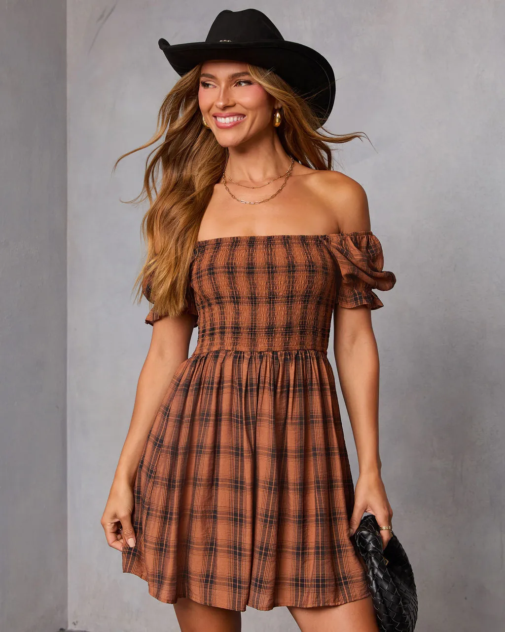 Heritage Plaid Smocked Mini Dress sold by Vici product image thumbnail 5