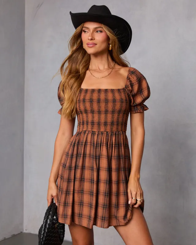 Heritage Plaid Smocked Mini Dress made by Vici
