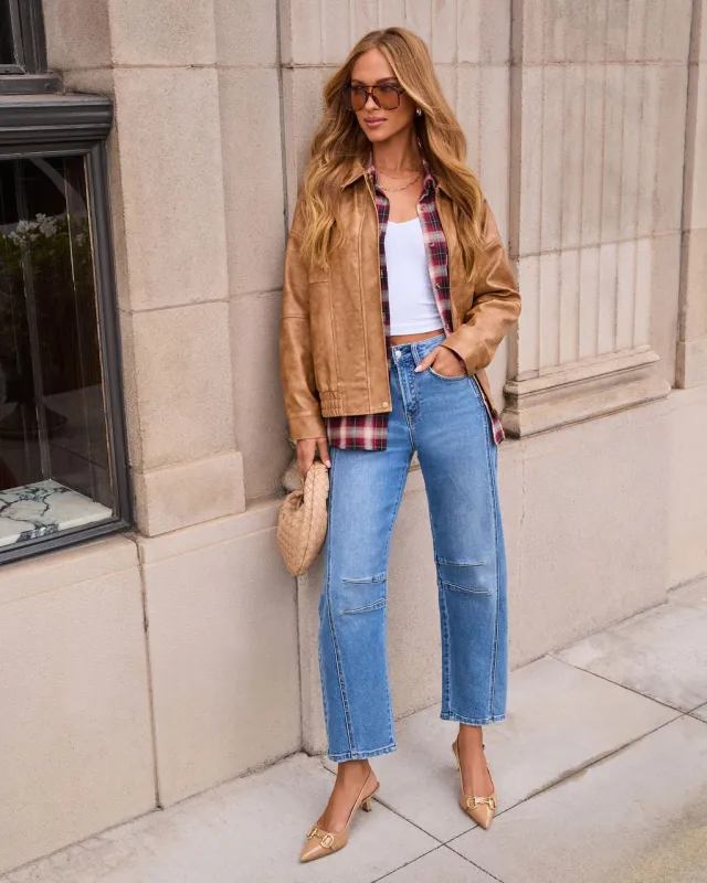 Genovah Distressed Leather Bomber Jacket sold by Vici