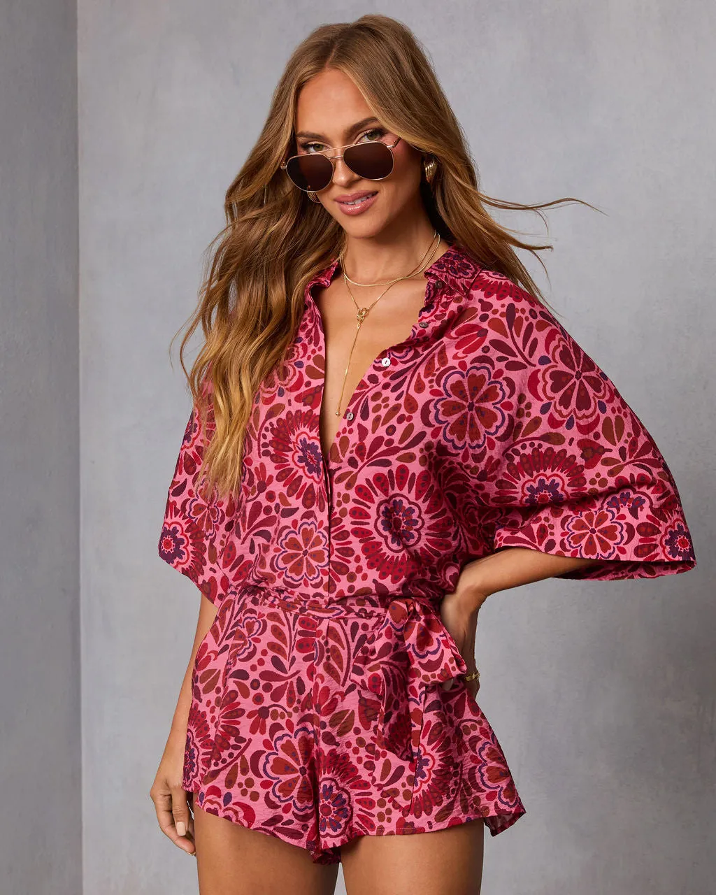 Amber Hour Waist Tie Romper sold by Vici product image thumbnail 3