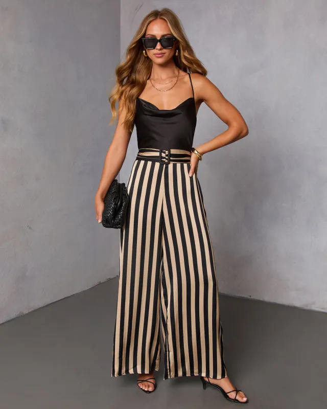 Pimia Striped Belted Jumpsuit sold by Vici