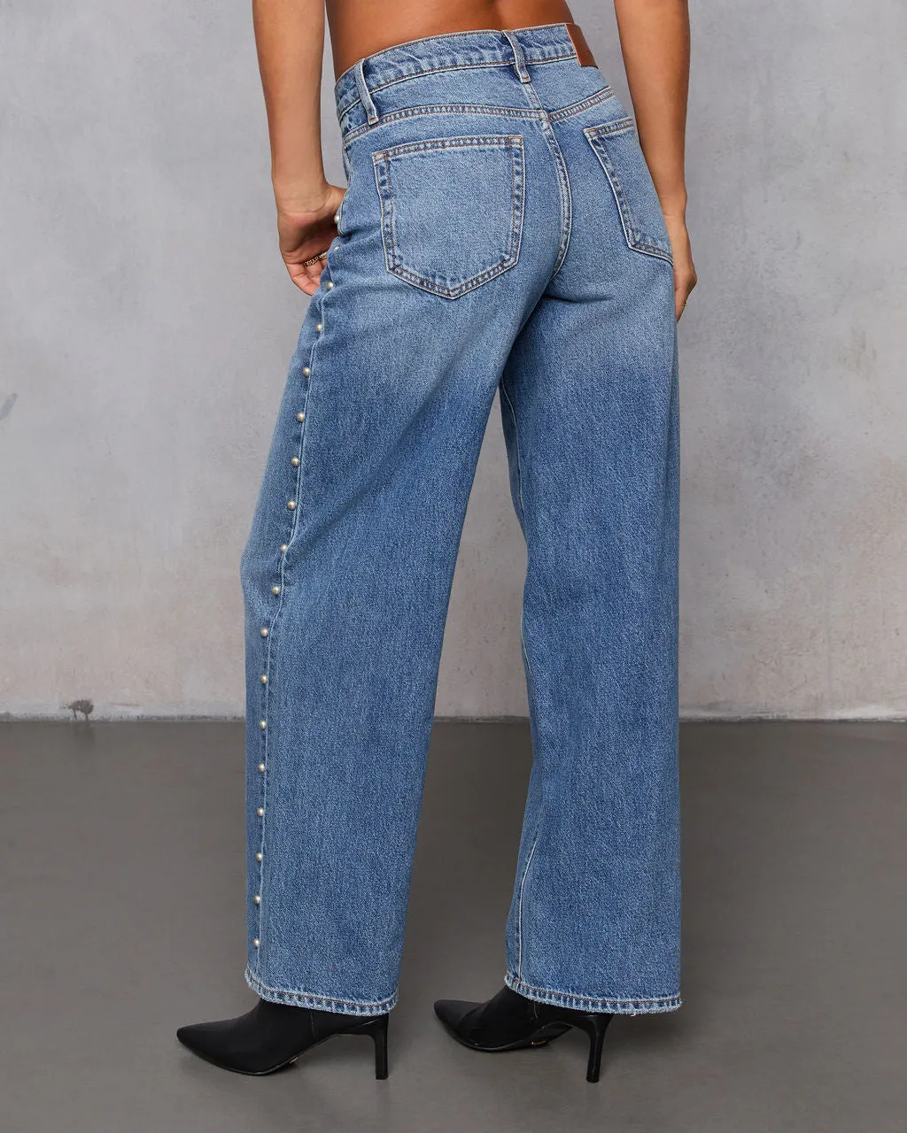 Burnt Sugar Rigid High Rise Stud Embellished Barrel Jeans sold by Vici product image thumbnail 4