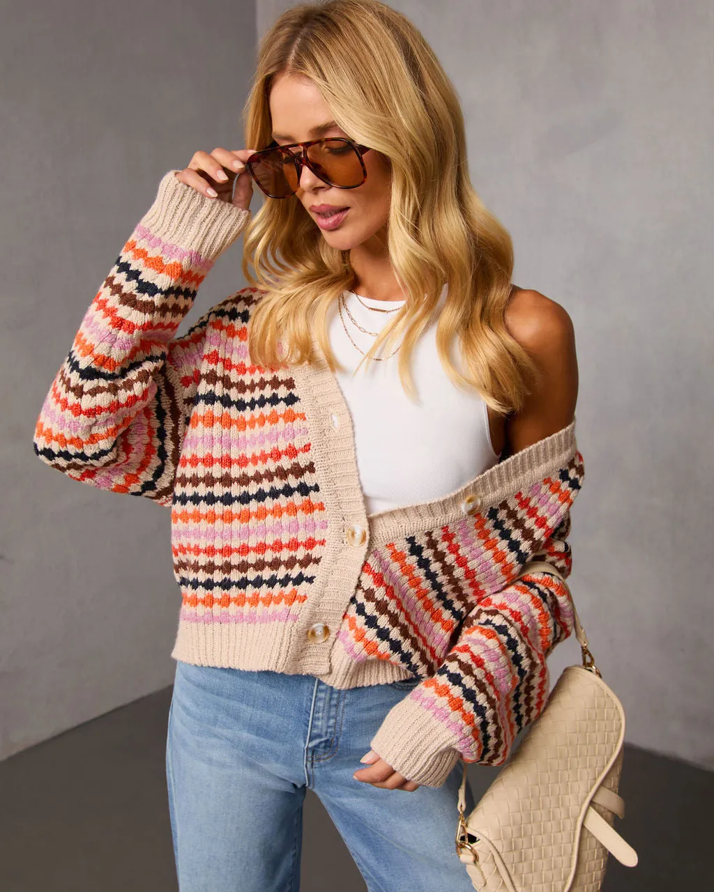 Before the Chill Abstract Cardigan sold by Vici