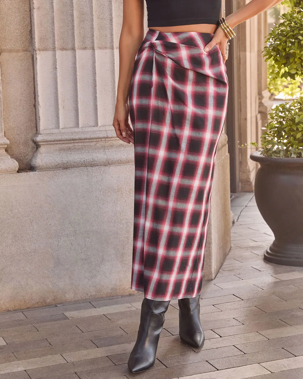 Audley Twist Gingham Midi Skirt sold by Vici product image thumbnail 2