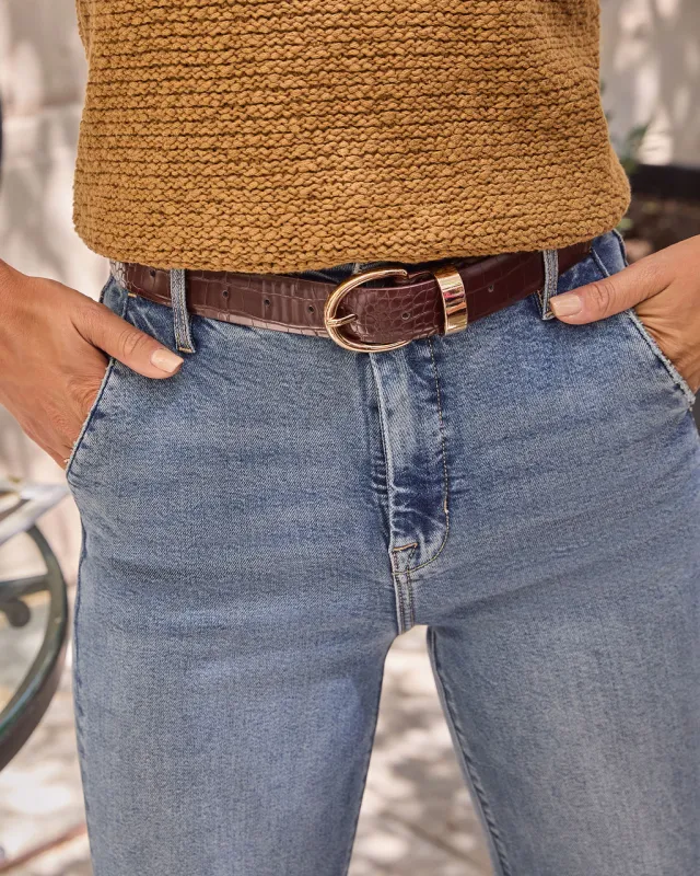 Chestnut Haze Croc Embossed Waist Belt sold by Vici