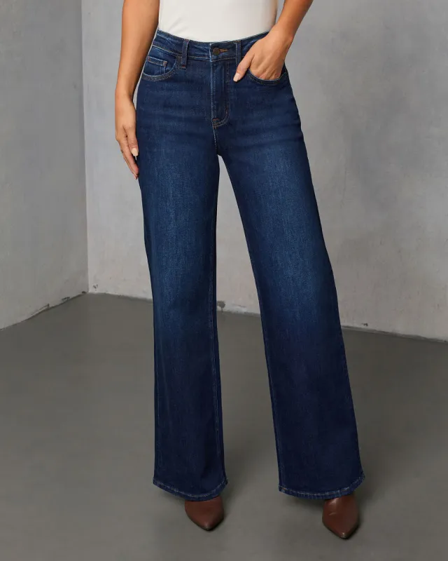 Lowland Stretch High Rise Relaxed Wide Leg Jeans sold by Vici