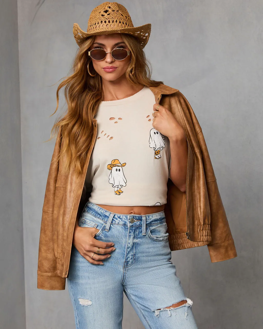 Ghost Rider Distressed Oversized Graphic Tee sold by Vici product image thumbnail 5