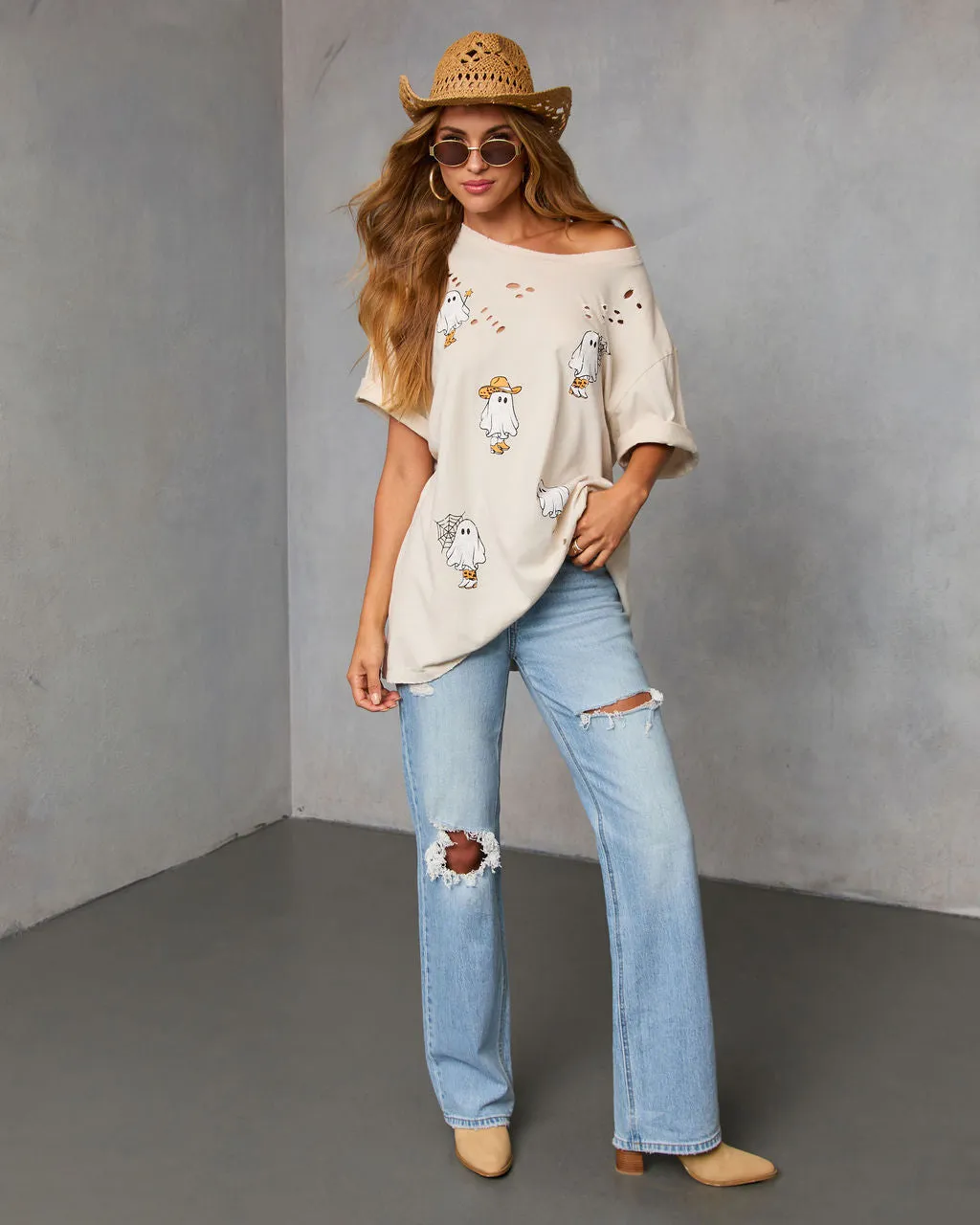 Ghost Rider Distressed Oversized Graphic Tee sold by Vici product image thumbnail 2