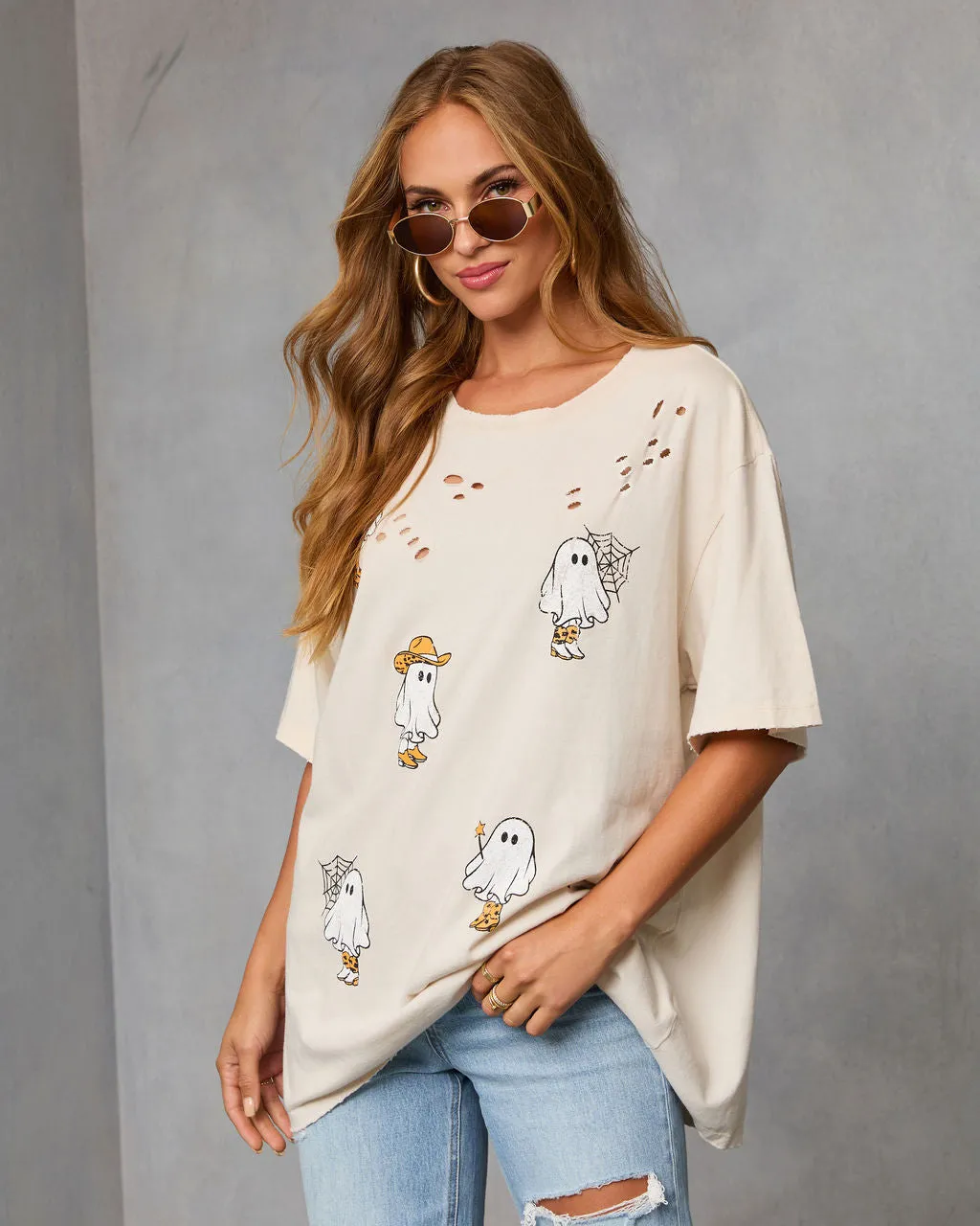 Ghost Rider Distressed Oversized Graphic Tee sold by Vici product image thumbnail 3