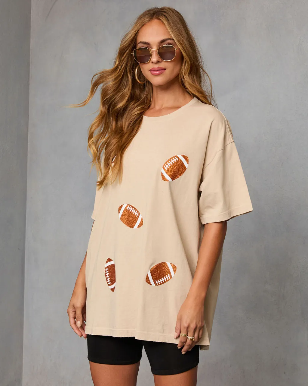 Stadium Shine Oversized Football Graphic Tee sold by Vici product image thumbnail 3