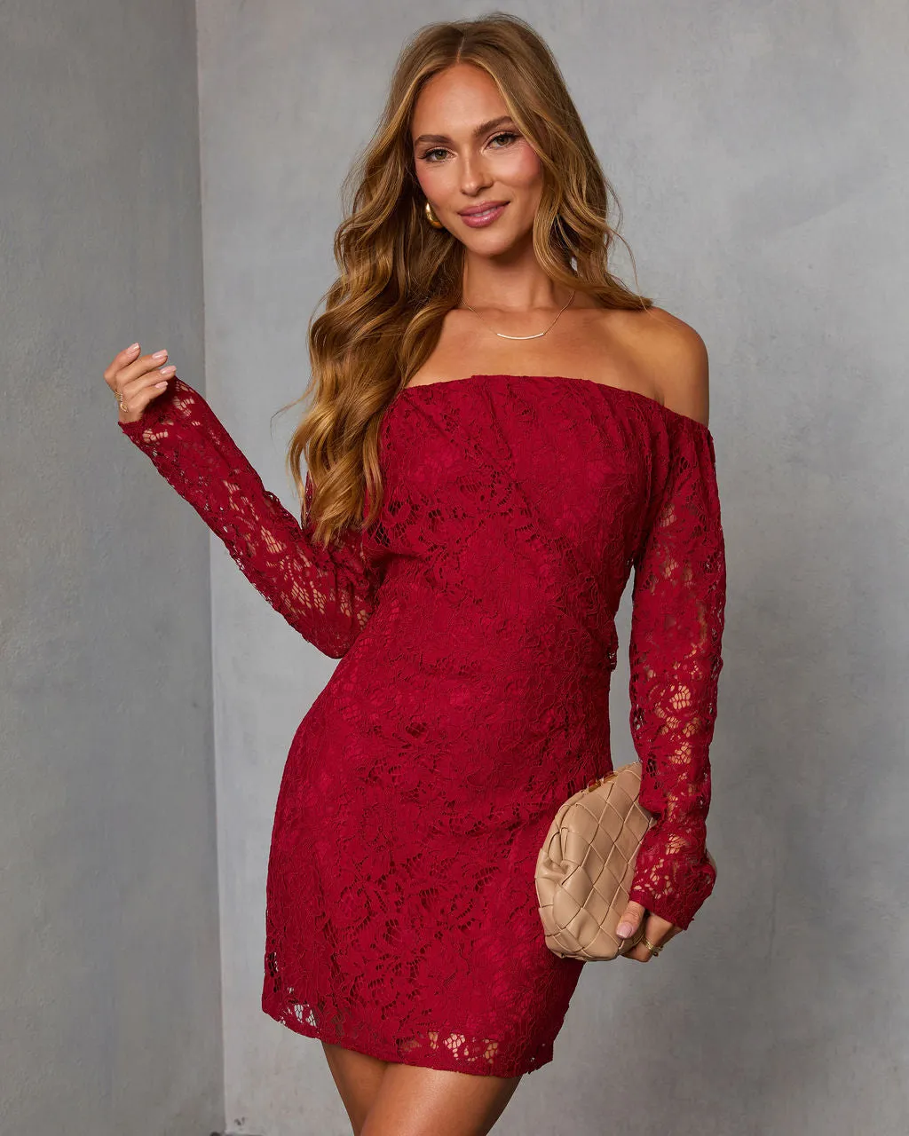 Emberlee Off The Shoulder Lace Mini Dress sold by Vici product image thumbnail 5