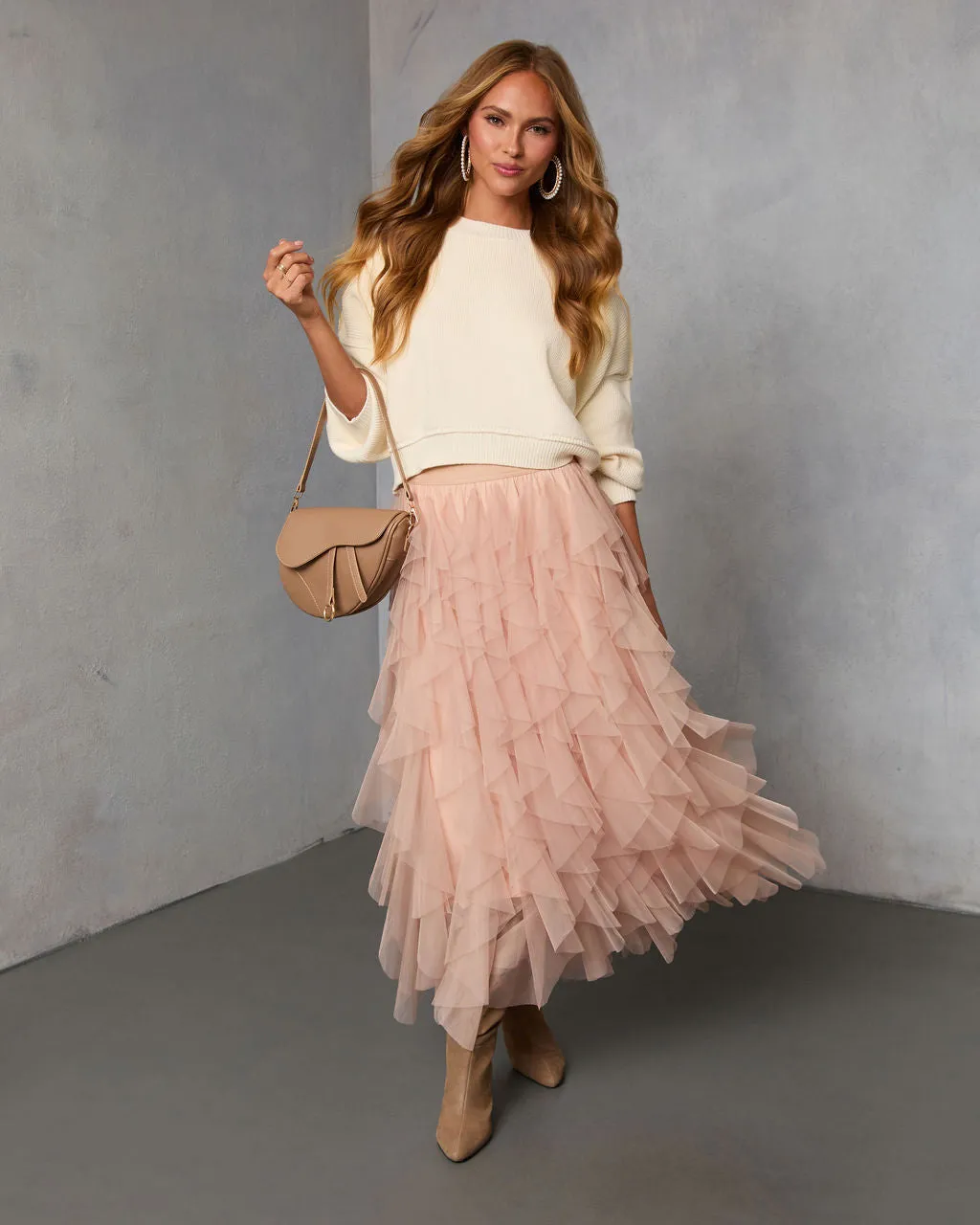 Serephine Tiered Ruffle Midi Skirt sold by Vici product image thumbnail 5