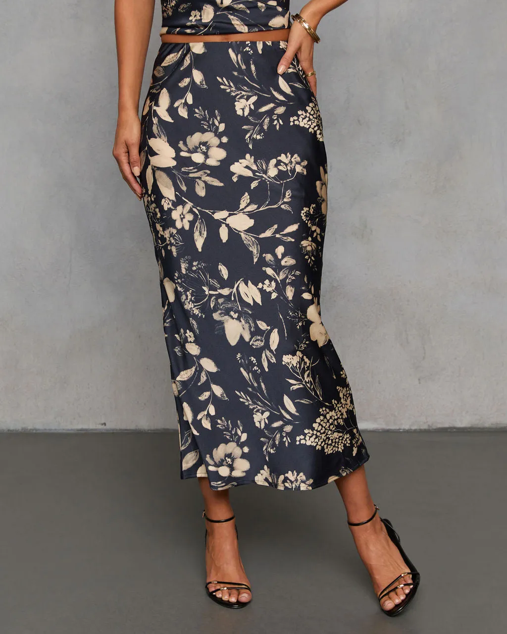 Spiced Honey Printed Satin Midi Skirt sold by Vici product image thumbnail 2