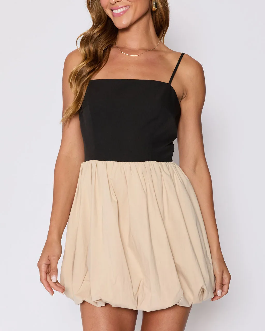 Colette Cotton Contrast Bubble Hem Mini Dress sold by Vici product image thumbnail 2