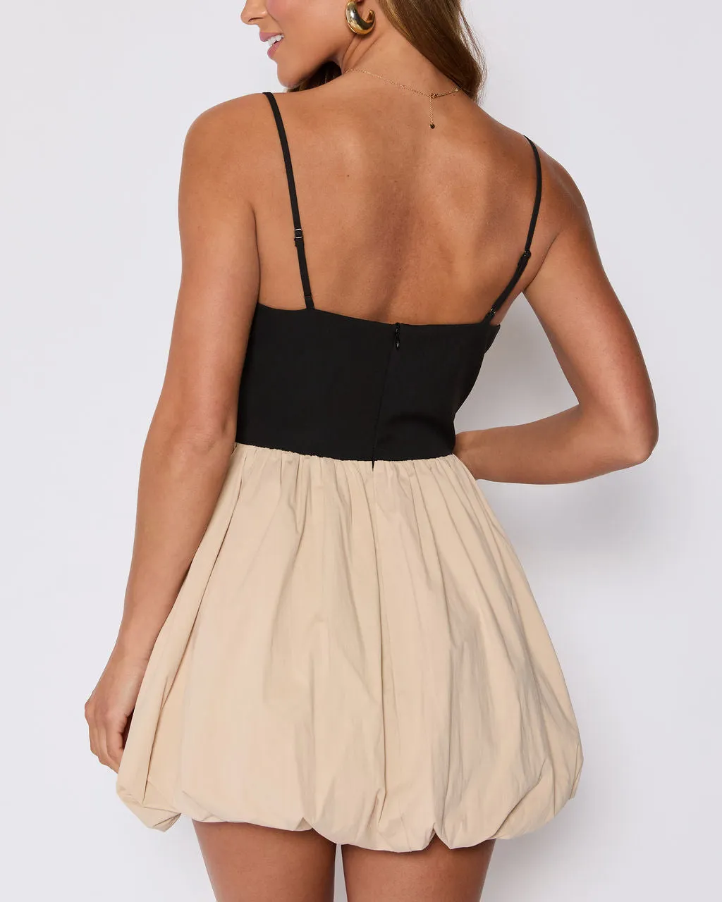 Colette Cotton Contrast Bubble Hem Mini Dress sold by Vici product image thumbnail 4