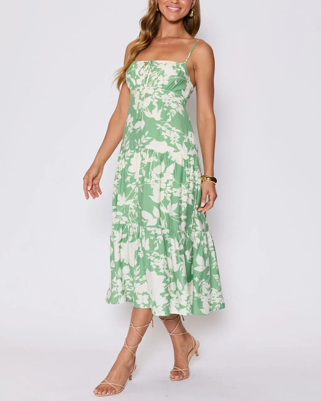 Abigail Floral Tiered Midi Dress sold by Vici product image thumbnail 3
