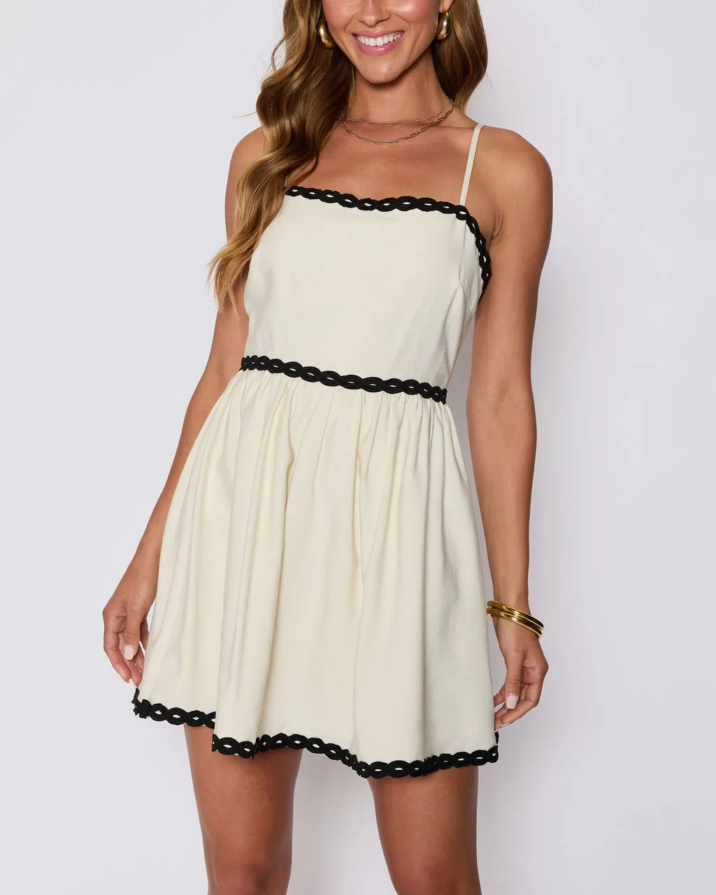 Selena Contrast Trim Mini Dress sold by Vici product image thumbnail 5