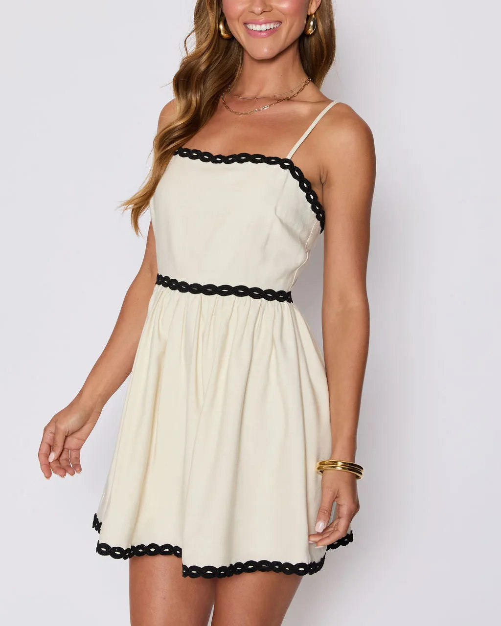Selena Contrast Trim Mini Dress sold by Vici product image thumbnail 3