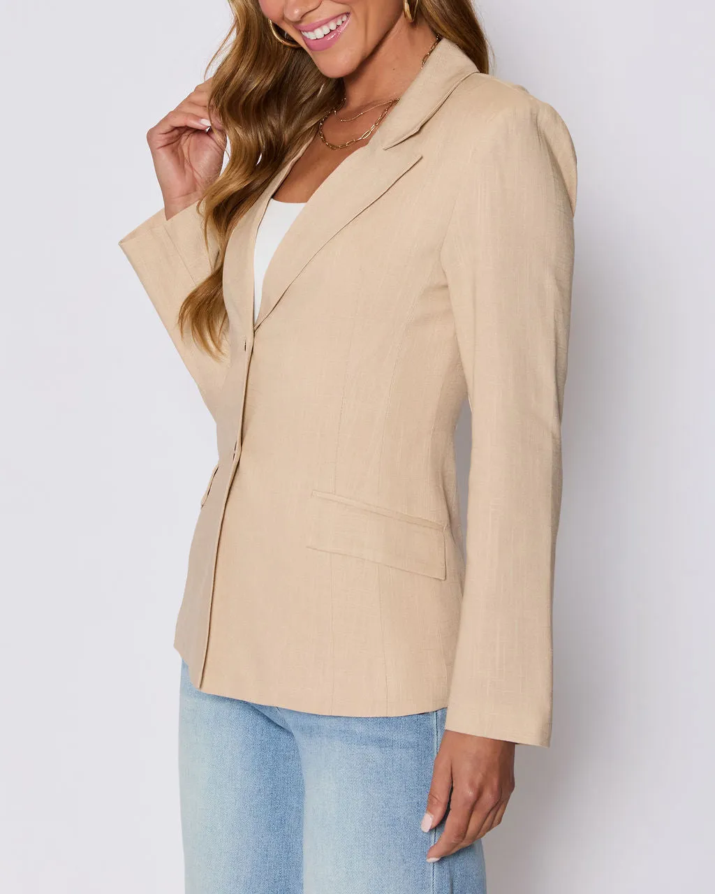 Sandy Linen Pocketed Blazer sold by Vici product image thumbnail 3
