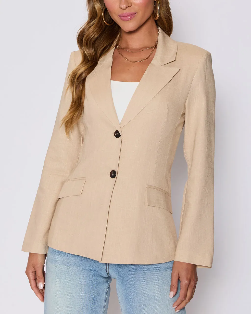 Sandy Linen Pocketed Blazer sold by Vici product image thumbnail 2