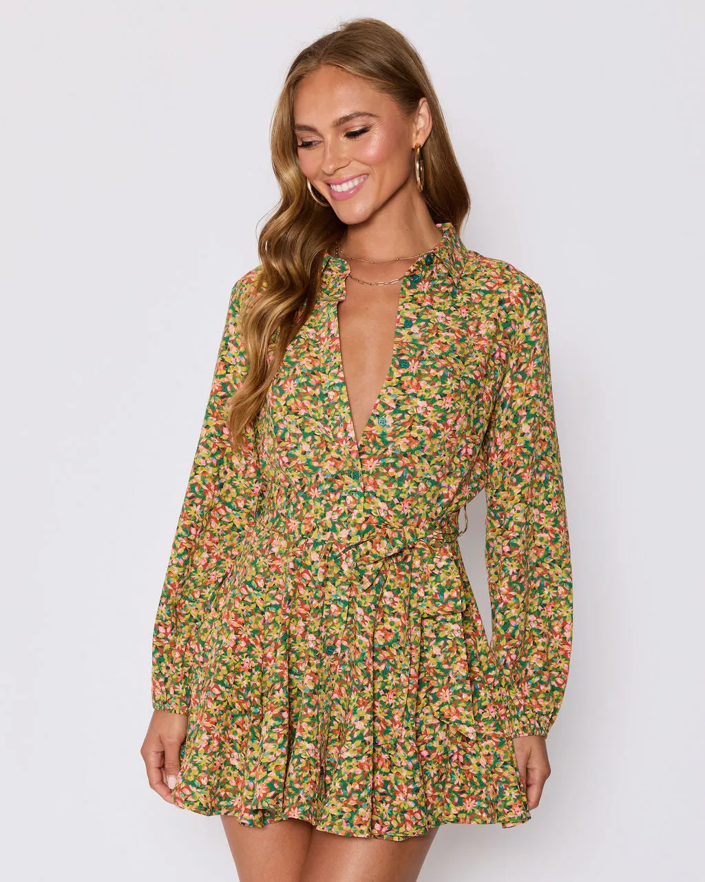Fiona Floral Button Down Mini Dress sold by Vici product image thumbnail 5