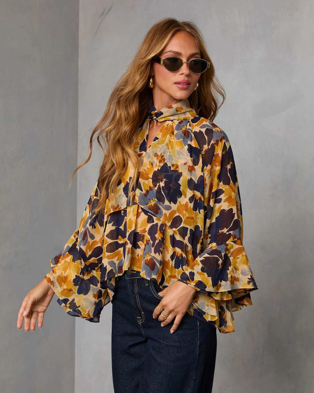 Wildflower Whimsy Printed Mock Neck Top sold by Vici product image thumbnail 3