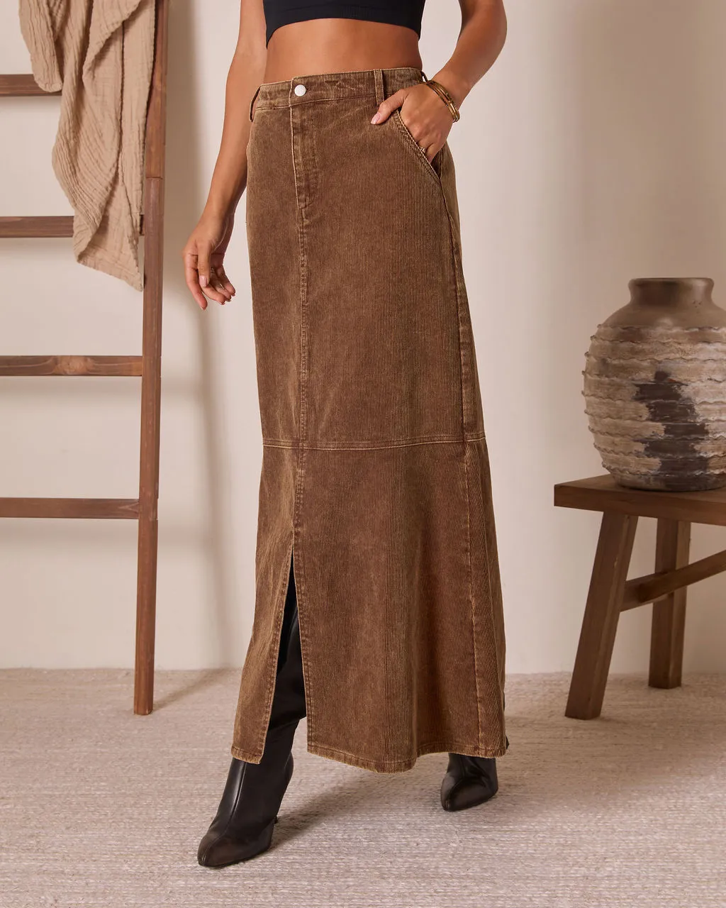 Caresse Corduroy Maxi Skirt sold by Vici product image thumbnail 3