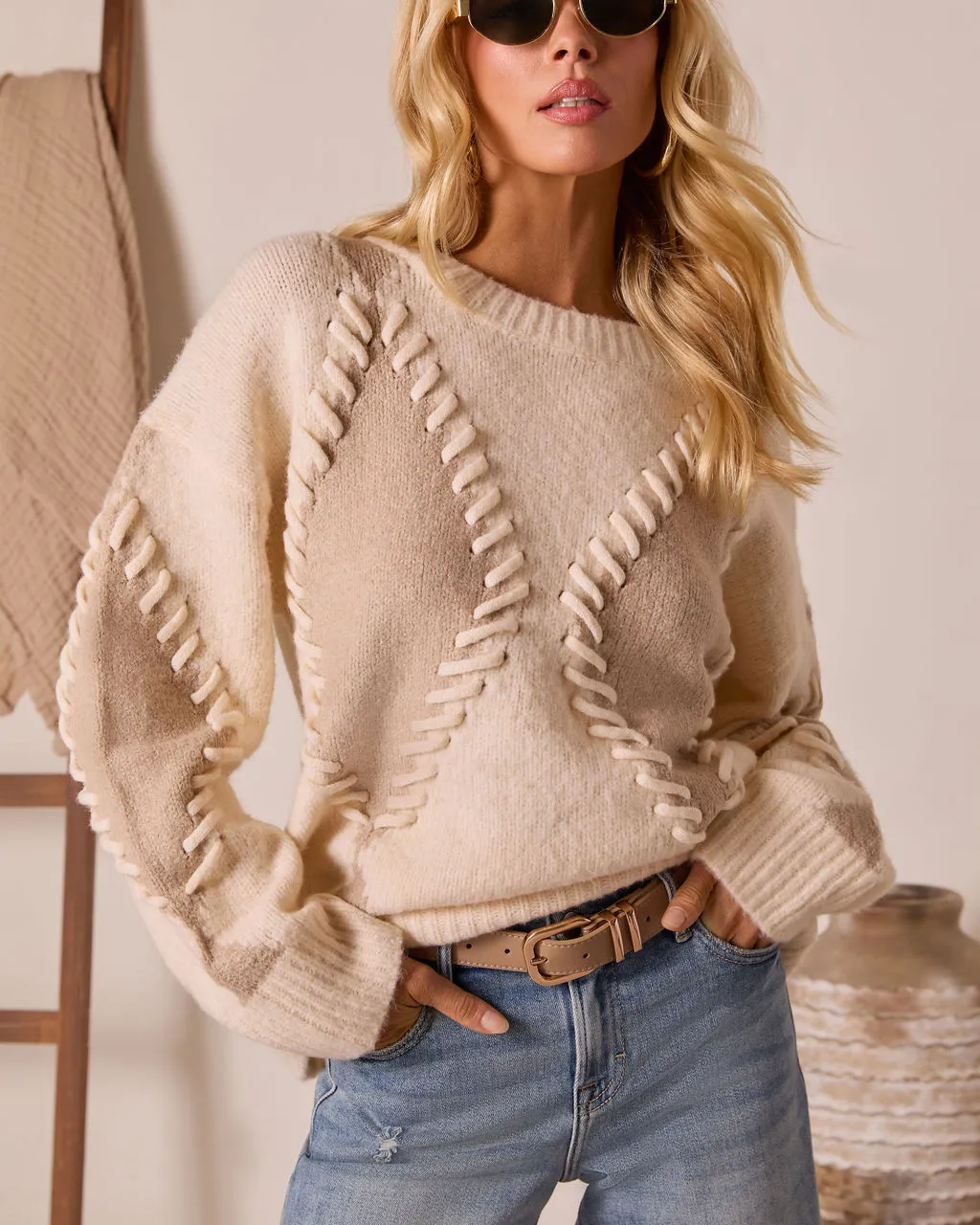 Chai Reverie Raised Stitch Knit Sweater sold by Vici