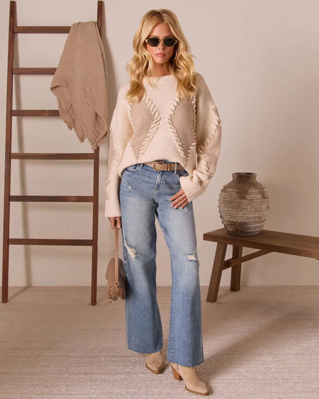 Chai Reverie Raised Stitch Knit Sweater sold by Vici product image thumbnail 2