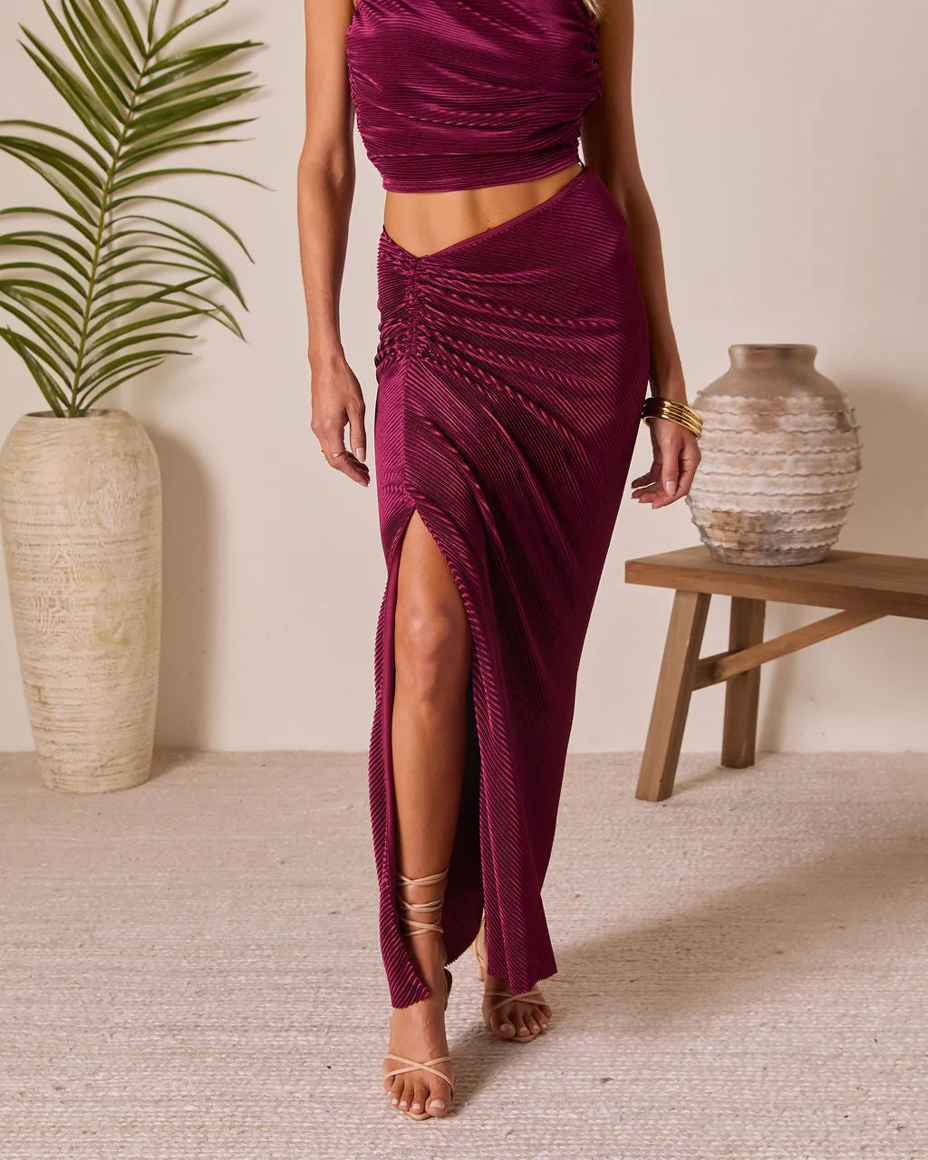 Palmaria Pleated Gathered Front Maxi Skirt sold by Vici product image thumbnail 2
