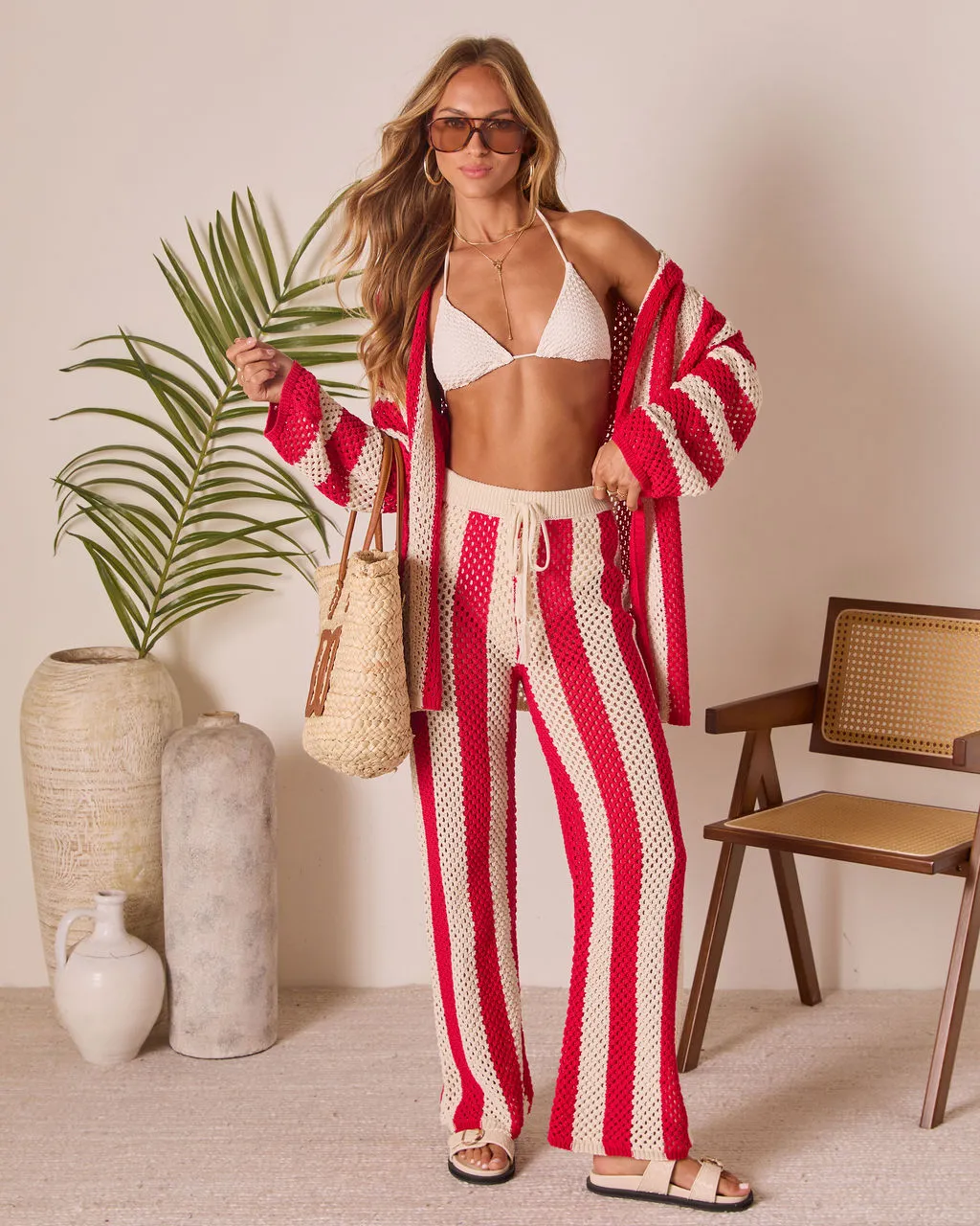 Zenya Cove Crochet Striped Cover Up Pants sold by Vici