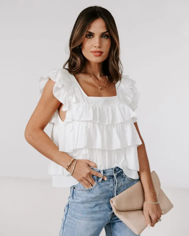 Piedmont Cotton Tiered Top - White - FINAL SALE sold by Vici