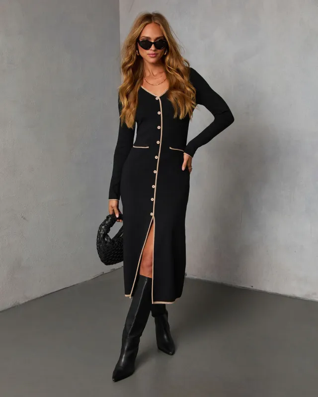 Maderia Contrast Trim Midi Sweater Dress sold by Vici