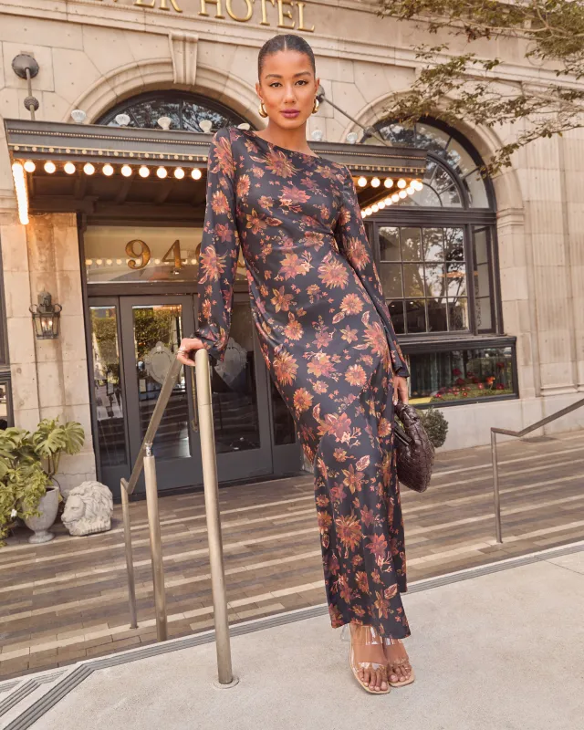 Fallen Leaves Printed Maxi Dress sold by Vici